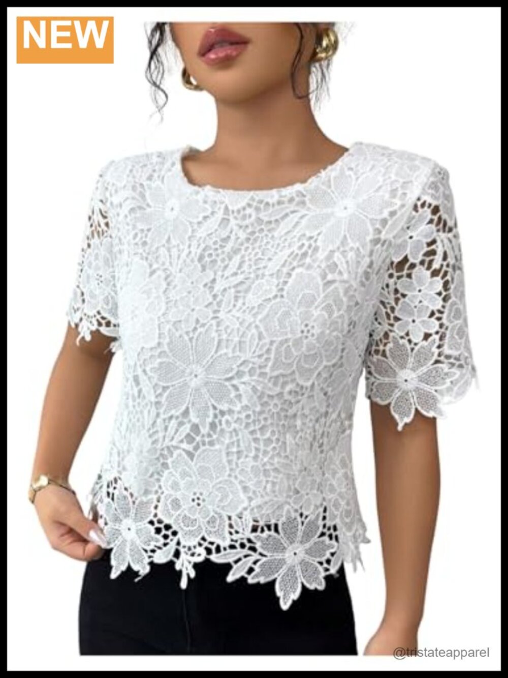 Women's Floral Embroidery Crop Top Blouse